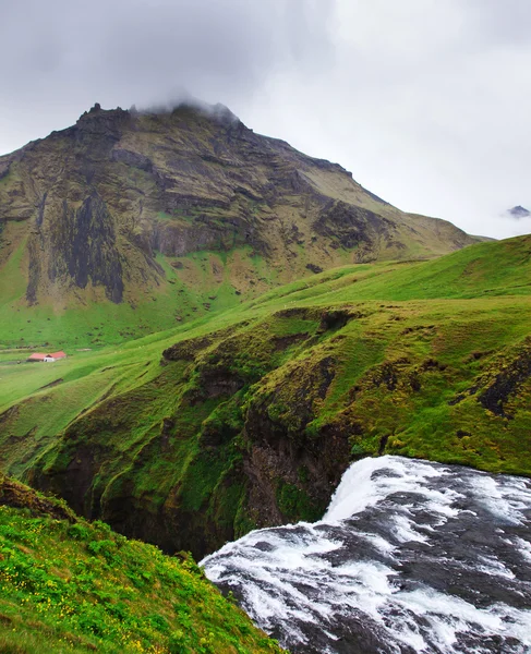 Iceland, Skogafoss waterfall in a rainy summer day — Φωτογραφία Αρχείου