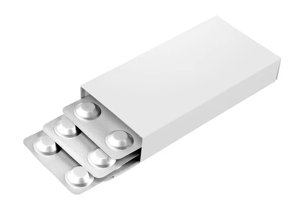 Open blank medicine drug box isolated — Stock Photo, Image