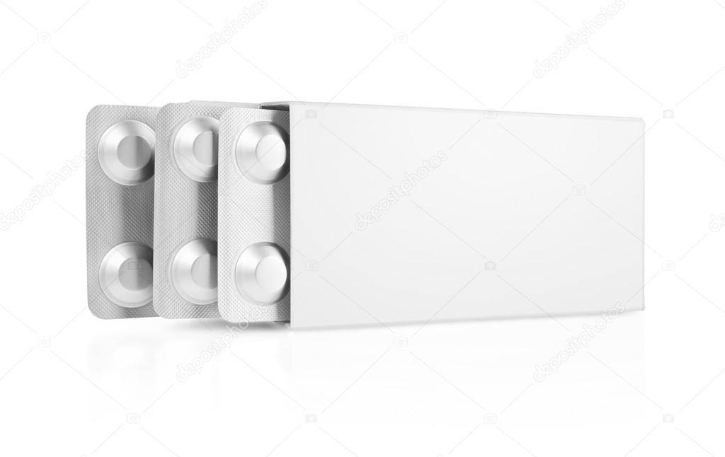 Open blank medicine drug box isolated