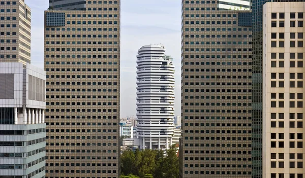 Singapura 28.12. 2008: skyline da cidade tomado de Marina Mandarin Hotel — Fotografia de Stock