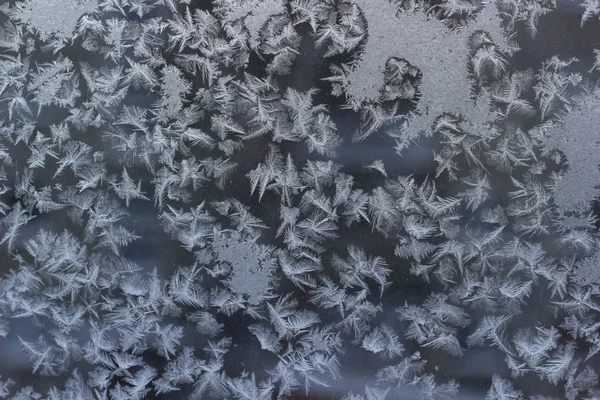 Ornement de flocons de neige sur verre. Modèle sur la fenêtre — Photo