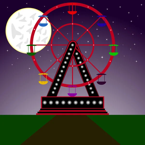 Ferris wheel night — Stock Vector