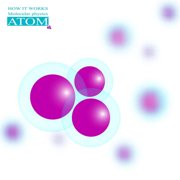 Física molecular átomo violeta — Vector de stock