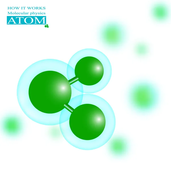 Física molecular átomo verde — Vector de stock