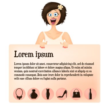 Billboard ve kadınlar simgeler çılgın mutlu kız