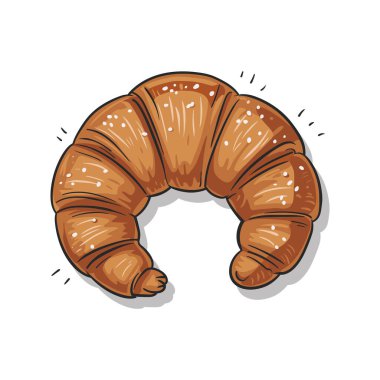 El çizimi çizgi film stili lezzetli kruvasan Beyaz Arkaplan Resimlerinde izole edildi.