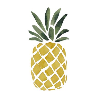Narin suluboya Pineapple Taze Tropikal Meyve Çizimi.