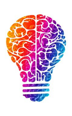 Soyut Renkli Girdap Tasarımı Ampul Fikir Üretimi ve Yaratıcı Düşünce Sunar.