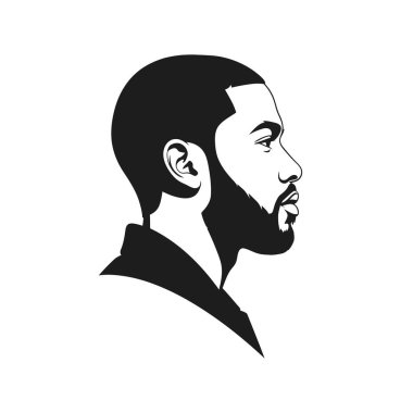 Sakallı Adamın Temiz Minimalist Görünümü Yan Görünümü.