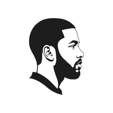 Siluet Ayrıntılı Adam Portresi Grafik Tasarım İllüstrasyon Simgesi.