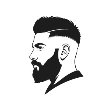 Minimalist Siyah ve Beyaz Sakallı Adam Portre Çizimi.