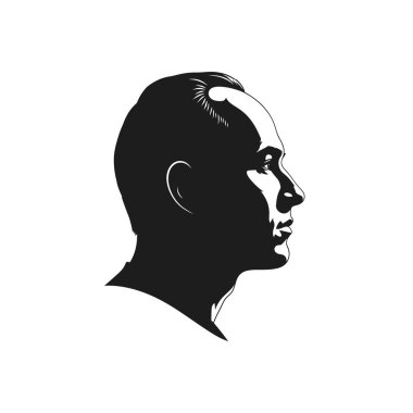 Profil Sanatsal Resimde Bir Adamın Silüet Minimalist Portresi.