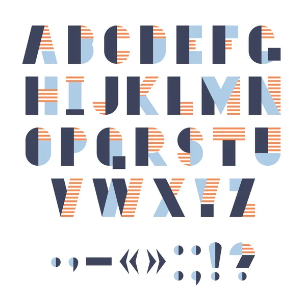 Roliga geometriska alfabetet för affisch eller logotyp, vektor illustration. — Stock vektor
