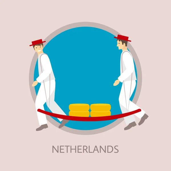 传统的荷兰奶酪节在阿尔克马尔. — 图库矢量图片