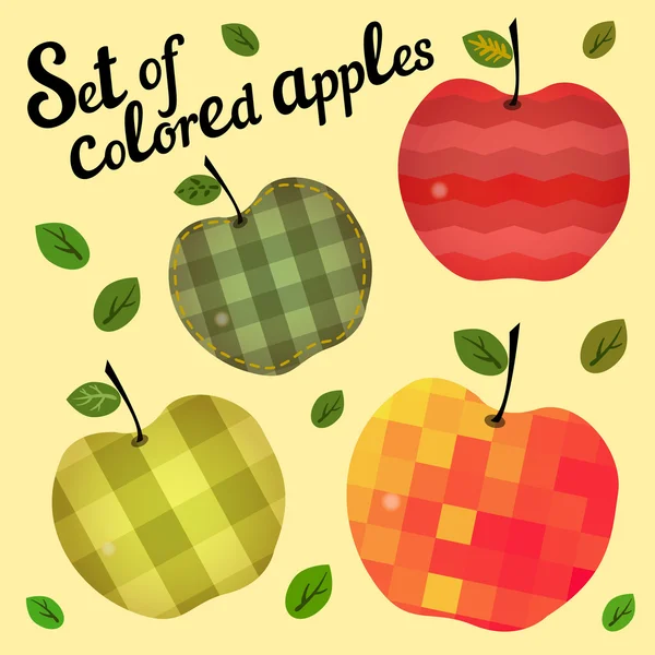 Set di mele colorate — Vettoriale Stock
