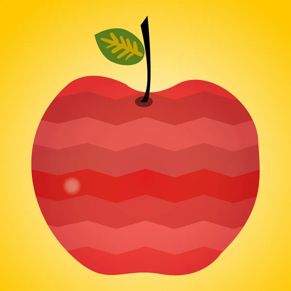 Rode appel geïsoleerd op een gele achtergrond — Stockvector