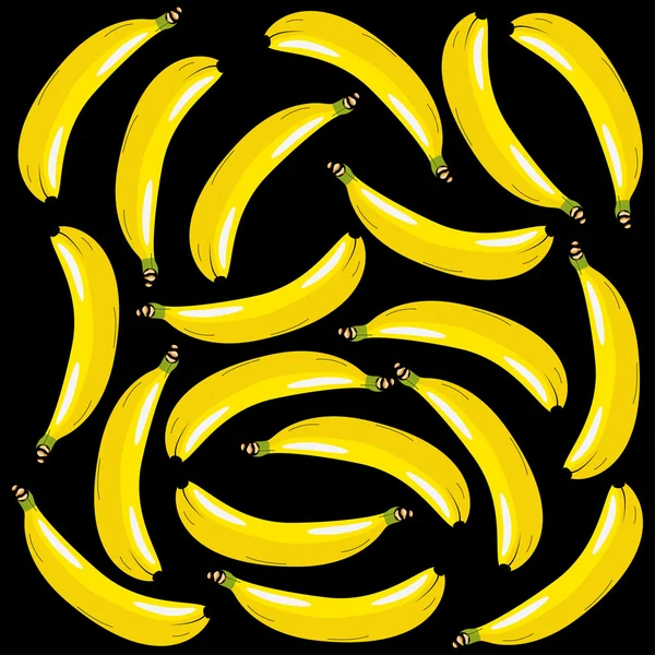 Banane su sfondo nero — Vettoriale Stock