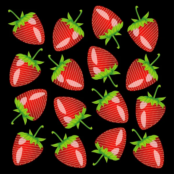 Strawberries on a black background — Stock Vector