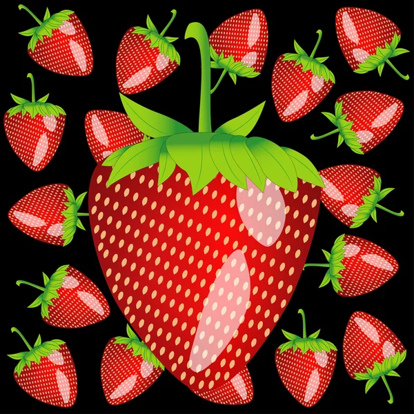 Strawberries on a black background — Stock Vector