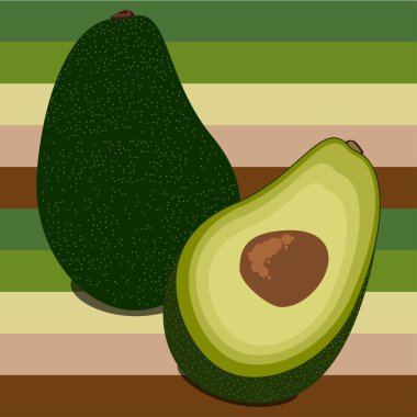 avokado ve avokado renkli arka plan üzerinde bir dilim