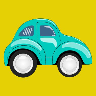 düz. basit karikatür mavi araba