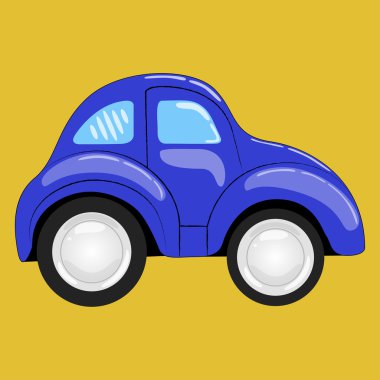 düz. basit karikatür mavi araba