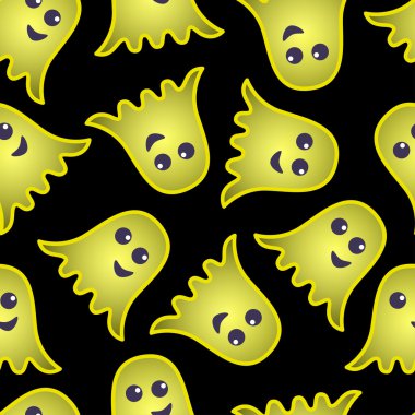 siyah bir zemin üzerine sarı ghosts of seamless modeli