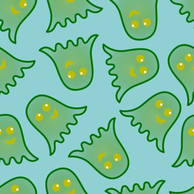 mavi bir arka plan üzerinde yeşil ghosts of seamless modeli