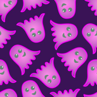 mor bir arka plan üzerinde hafif mor ghosts of seamless modeli