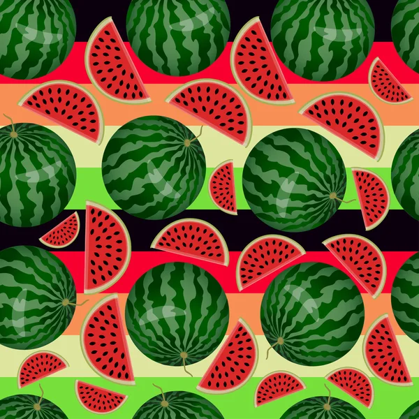 西瓜和西瓜块模式 — 图库矢量图片