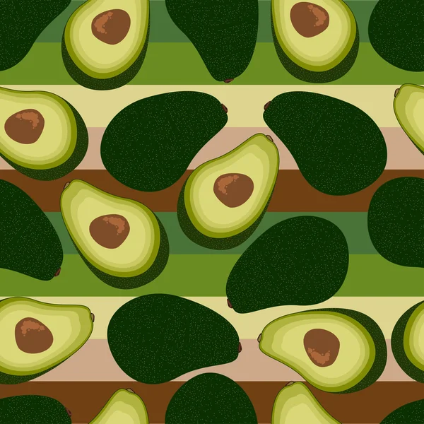 Avocado intero e affettato su sfondo colorato — Vettoriale Stock