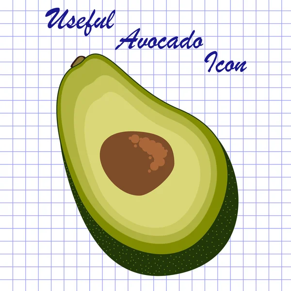 Una rebanada de aguacate en la hoja del cuaderno — Vector de stock