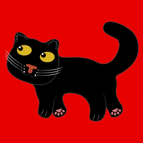 Чорний кіт з жовтими очима — стоковий вектор