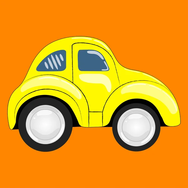 Plana. simples desenho animado carro amarelo — Vetor de Stock