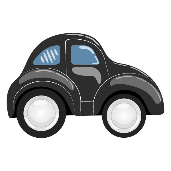 Plano. simple de dibujos animados coche negro — Vector de stock