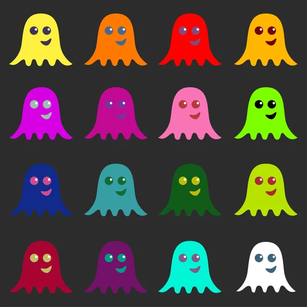 Set of multicolored ghosts — Stock Vector