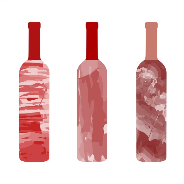 Três garrafas de vinho tinto — Vetor de Stock