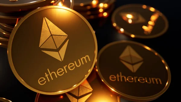 Ethereum Cryptocurrency Dark Gray Background — стокове фото