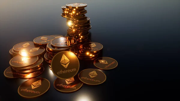 Ethereum Kryptowährung Dunkelgrauer Hintergrund — Stockfoto