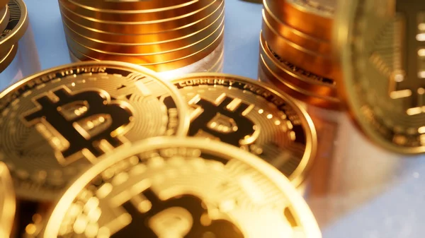 Altın Bitcoins Kripto Para Birimi, Gri Arkaplan