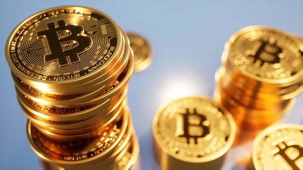 Altın Bitcoins Kripto Para Birimi, Gri Arkaplan
