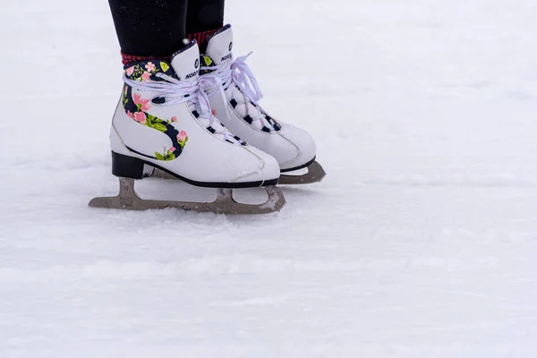 Saint Petersburg Russia December 2020 Women Ice Skates Nordway Feet Stock Picture