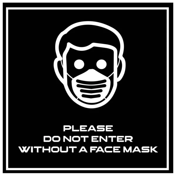 Personensymbol Bitte Nicht Ohne Gesichtsmaske Eingeben Schwarz Weiß — Stockfoto