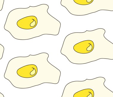 Beyaz arka plan deseni üzerinde sahanda yumurta