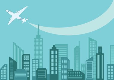 şehrin yukarısındaki uçak