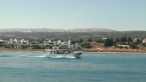 Tourist boat in the sea in Cyprus — Stock Video