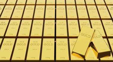 Altın külçelerin arka planında altın külçeler 