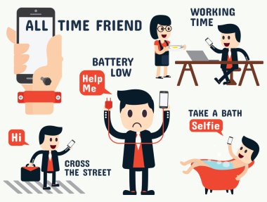 Mobil bağımlılığı infographics