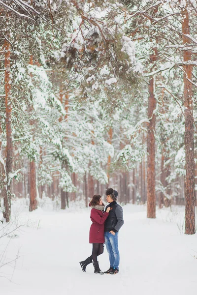 Mutlu genç eğleniyor çift Winter Park. Aile açık havada. aşk, Sevgililer günü