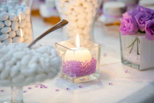 Vackert Brinnande Ljus Bröllopet — Stockfoto